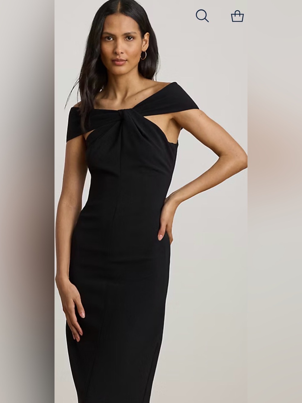 Ralph Lauren Twist-Front Crepe Cocktail Dress